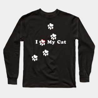 I LOVE MY CAT heart cat paw Long Sleeve T-Shirt